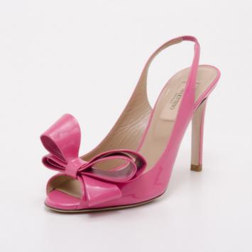 Valentino Pink Patent Bow Slingbacks Size 36