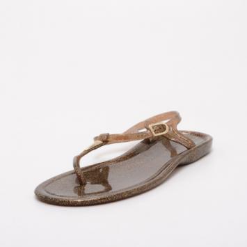 Jimmy Choo Maui Metallic Thong Sandals Size 40