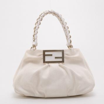 Fendi Beige and White Zucca Mia Hobo