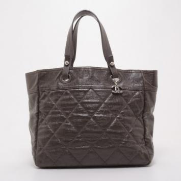 Chanel Dark Grey Patent Tote Bag