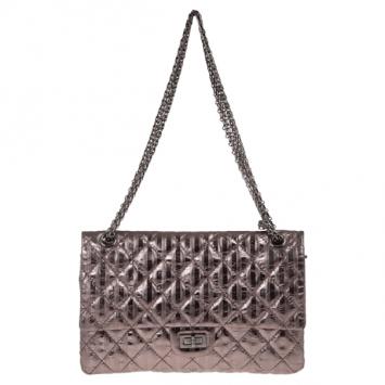 Chanel Metallic Silver Leather 2.55 Reissue Quilted Classic 226 Flap Bag