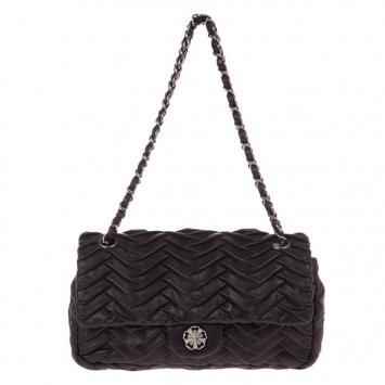 Chanel Black Pleated Leather Shoulder Bag