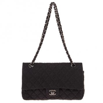 Chanel Black Fabric Iridescent Sparkle and Glitter Flap Bag