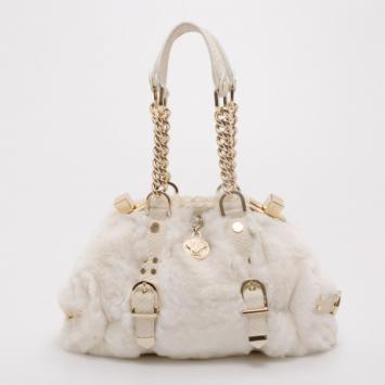 Versace White Chinchilla Madonna Boston Bag