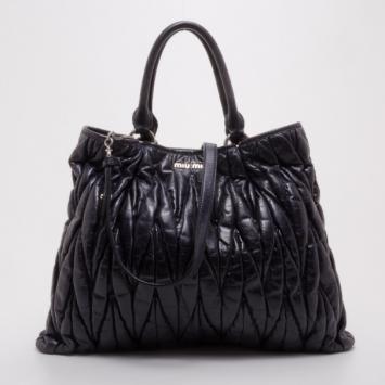 Miu Miu Navy Matelasse Top Handle Tote