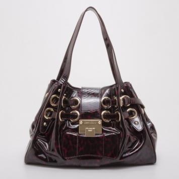 Jimmy Choo Bordeaux Patent Leopard Ramona Bag