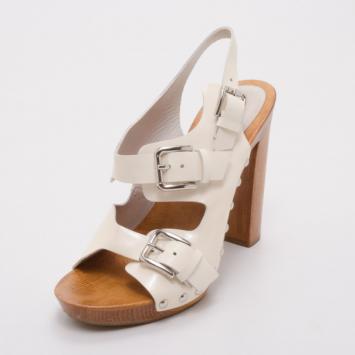 Dolce and Gabbana Ivory Patent Platform Sandals Size 38
