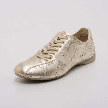 Louis Vuitton Gold Mahina Leather Trainers Size 36