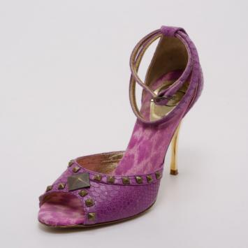 Just Cavalli Purple Embossed Snakeskin Sandals Size 36