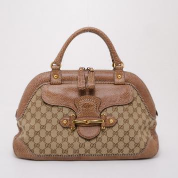 Gucci Brown Monogram Horsebit Satchel 