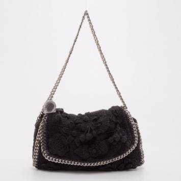 Stella McCartney Black Crochet Small Fallabella Bag 