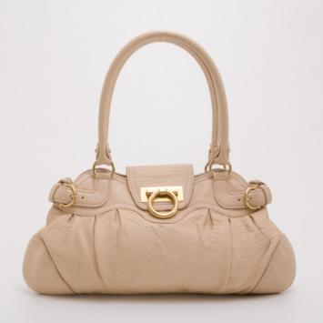 Salvatore Ferragamo Beige Leather Marisa Satchel 