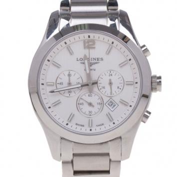Pre Owned Longines White Stainless Steel Conquest Men's Wristwatch 41MM