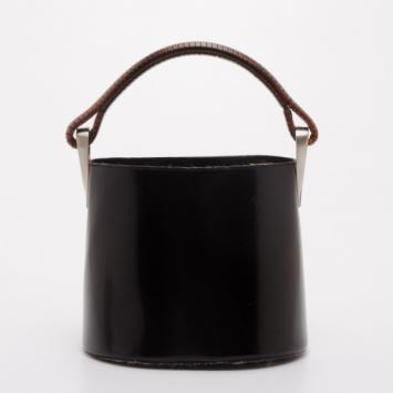 Kenzo Vintage Black Leather Bucket Bag 