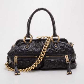 Marc Jacobs Black Leather East/West Quilted Stam