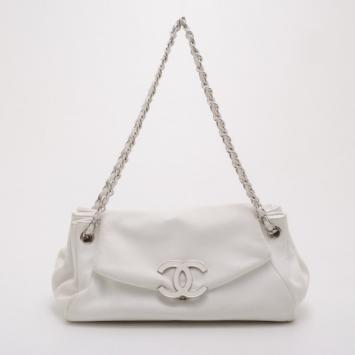 Chanel White Sensual CC Accordian Flap Bag