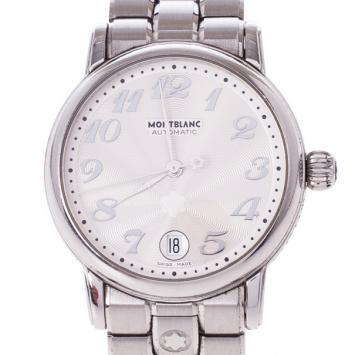 Pre Owned Montblanc White Stainless Steel Star Men's Wristwatch 40 MM