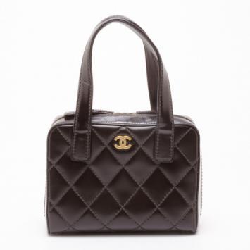 Chanel Brown Surpique Diamond Stitched Tote