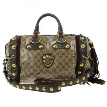 Gucci Babouska Crystal GG Crest Boston Bag
