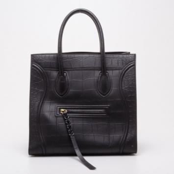Celine Black Croc Embossed Phantom 