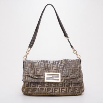 Fendi Glitter Zucca Baguette Handbag