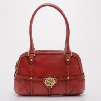 Gucci Red Leather Bowler Satchel