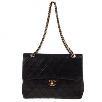 Chanel Black Lambskin Vintage Classic Flap Bag