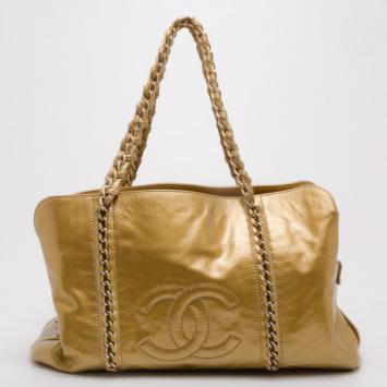 Chanel Gold Patent Luxe Ligne Tote
