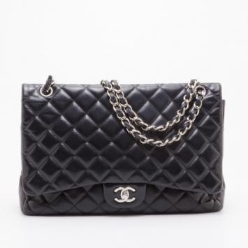 Chanel Black Lambskin Maxi Flap Bag 