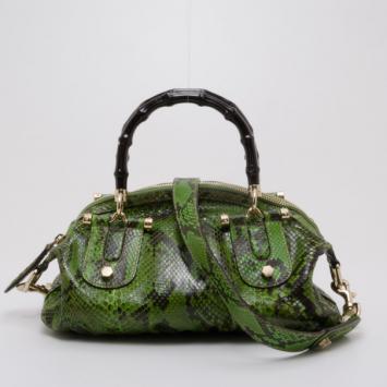 Gucci Pop Python Bamboo Handle Bag 