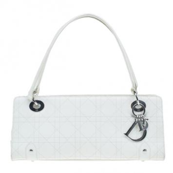 Dior White Leather Lady Dior East/West Satchel