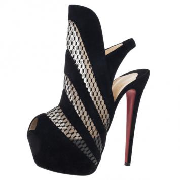 Christian Louboutin Suede and Mesh Guizi Platform Ankle Boots Size 39.5