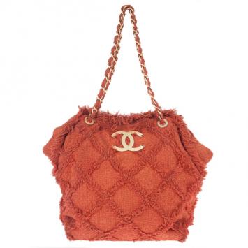 Chanel Orange Tweed Shoulder Tote