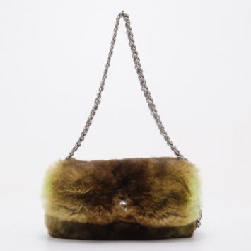 Chanel Lapin Rabbit Fur Triple Chain Flap Bag