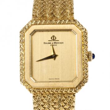 Baume & Mercier 18 Yellow Gold Vintage Unadjusted Womens Wristwatch 24 MM