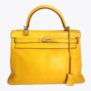 Hermes Kelly 32 Taurillon Clemence in Yellow