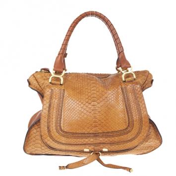 Chloe Camel Large Marcie Python Bag