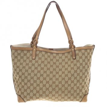 Gucci Beige Craft GG Tote Bag