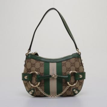 Gucci Monogram Canvas Horsebit Saddle Bag