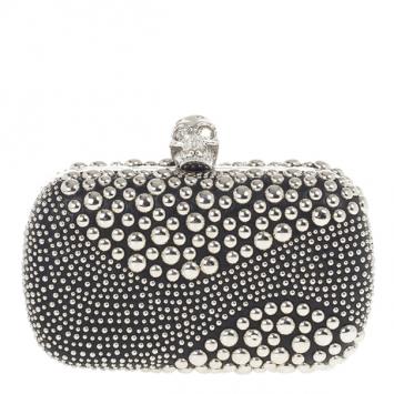 Alexander McQueen Silver Studded Skull Box Clutch