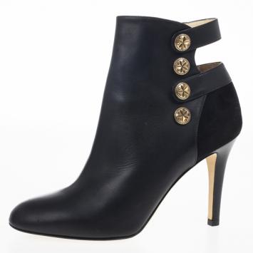 Jimmy Choo Black Leather Troop Ankle Boots Size 37
