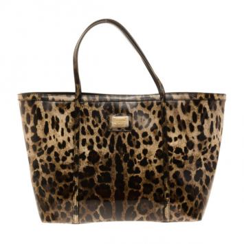 Dolce and Gabbana Leopard Print Animal Miss Escape Tote Bag