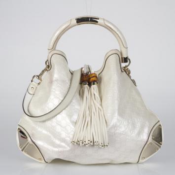 Gucci Large Indy in White Patent Guccissima leather