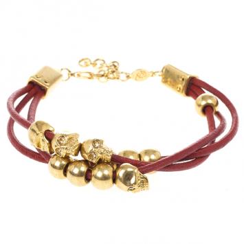 Alexander McQueen Multi Skull Leather Bracelet