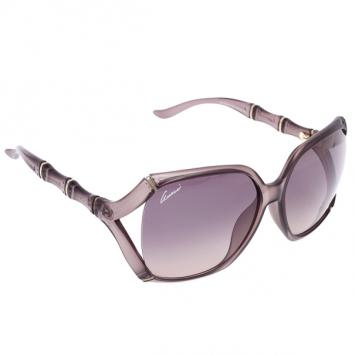 Gucci Brown Bamboo Effect Oversize Square Womens Sunglasses