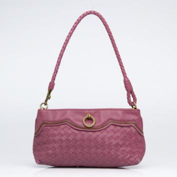 Bottega Veneta Small Pink Woven Leather Shoulder  Bag