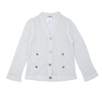 Chanel White Crochet Cardigan S