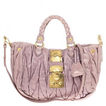 Miu Miu Pink Quilted Calfskin 'Matelasse' Hobo