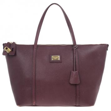 Dolce and Gabbana Maroon Miss Escape Classic Leather Tote