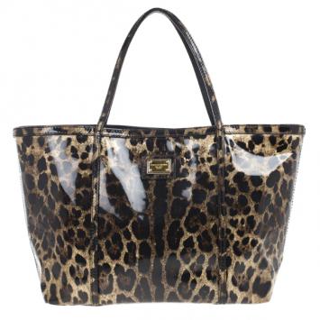 Dolce and Gabbana Leopard Print Miss Escape Tote Bag